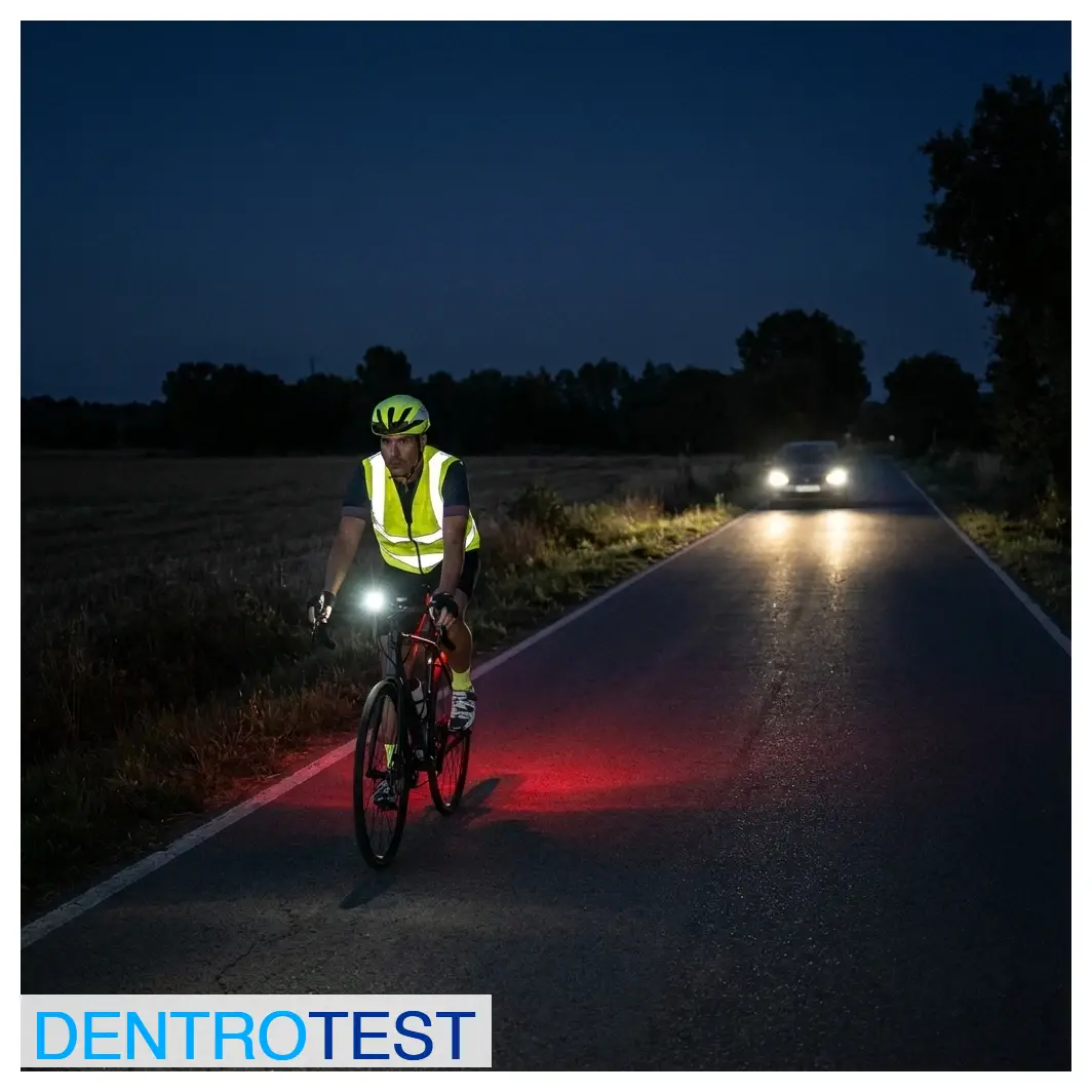 In addition to the regulatory lighting, what must a bicycle rider wear on interurban roads when the use of lights is mandatory?