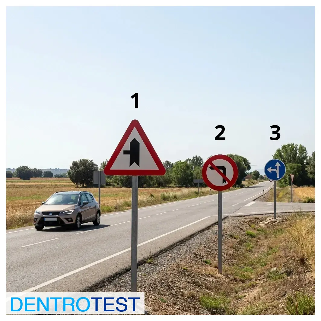 Which of the following options corresponds to the sign indicating danger due to the proximity of an intersection with a road to the left?