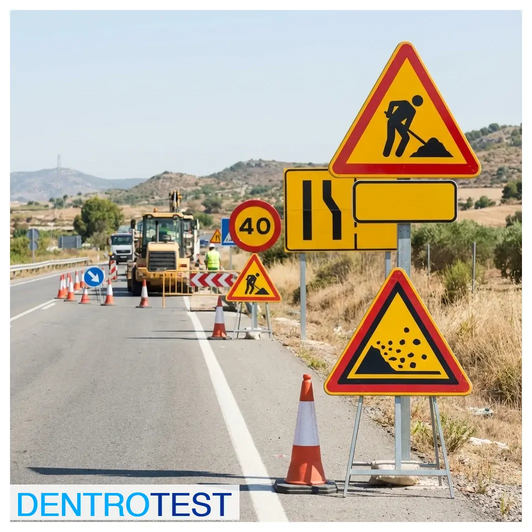 What is the background color of vertical traffic signs when located in roadwork zones?