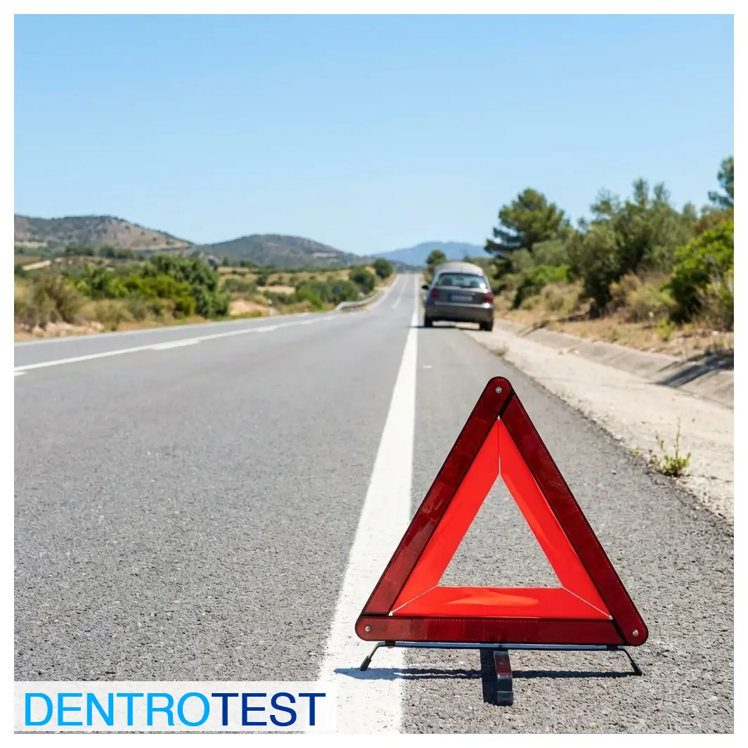 From what minimum distance must emergency warning triangles be visible to other road users?