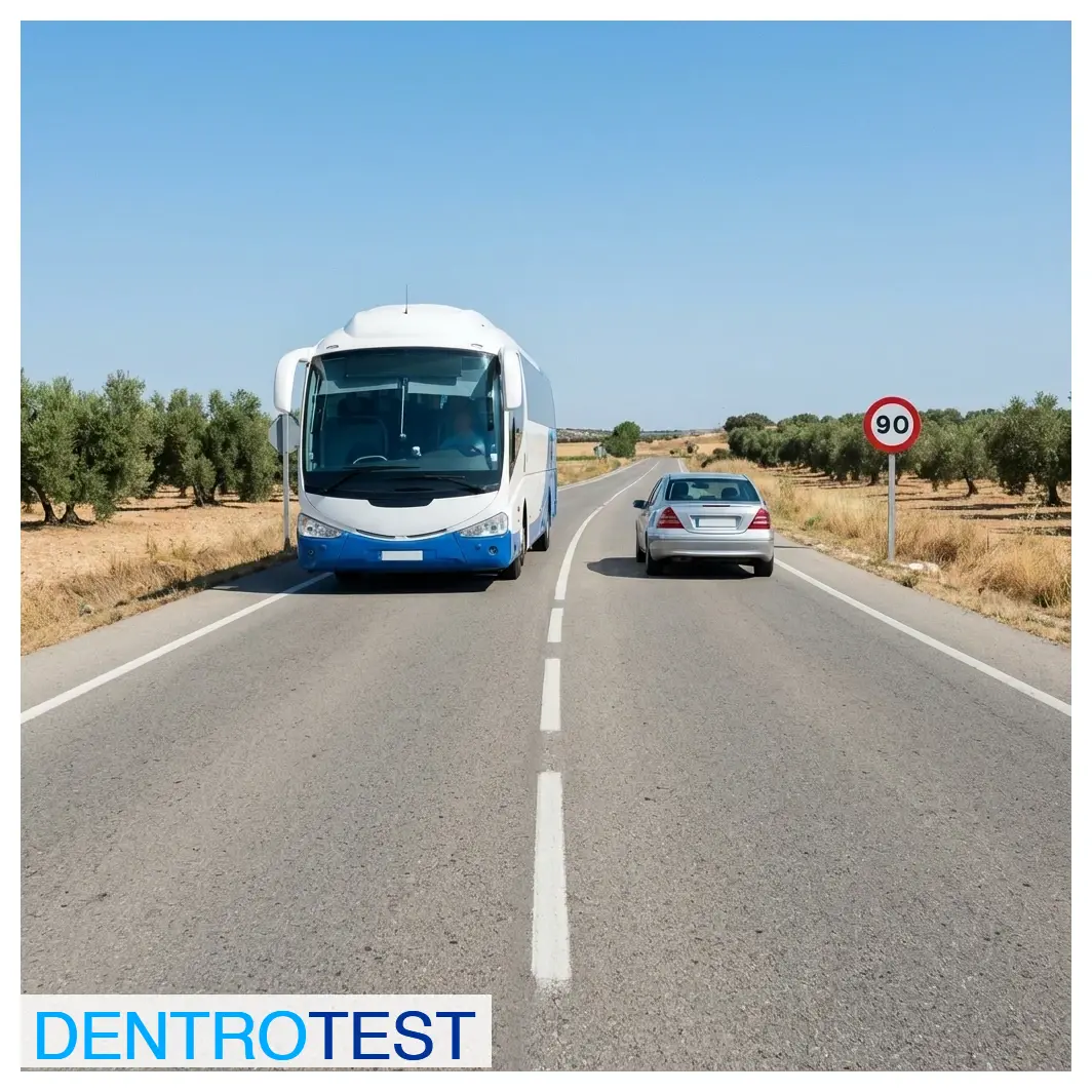 Si conduce un autobús por una carretera convencional y desea realizar un adelantamiento, ¿le está permitido superar el límite máximo de velocidad genérico de la vía?