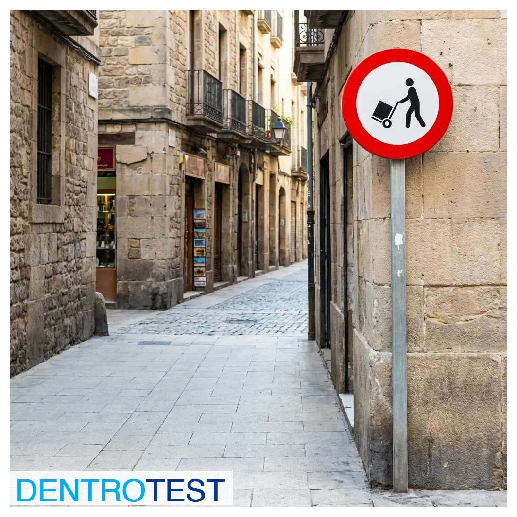 In view of this sign, are you allowed to enter pushing a handcart?