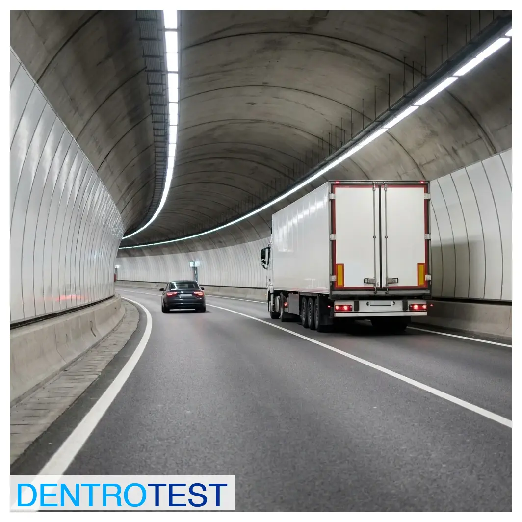 What is the minimum safety distance a truck over 3,500 kg MAM must maintain with the vehicle in front in a tunnel or underpass?