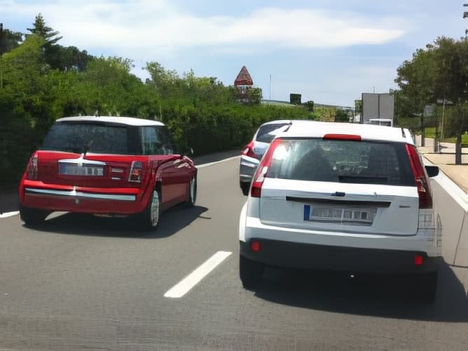 Das Fahren auf einer Straße mit viel Verkehr ...