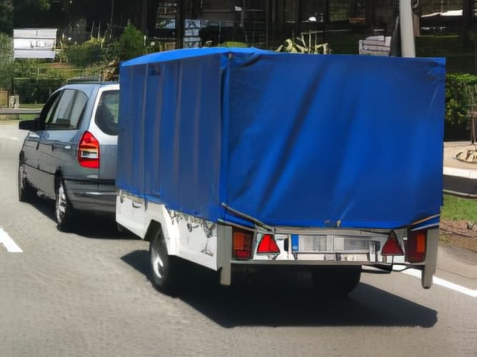 We are driving on a motorway behind a car with a trailer at its maximum permitted speed. Is it allowed to overtake it?