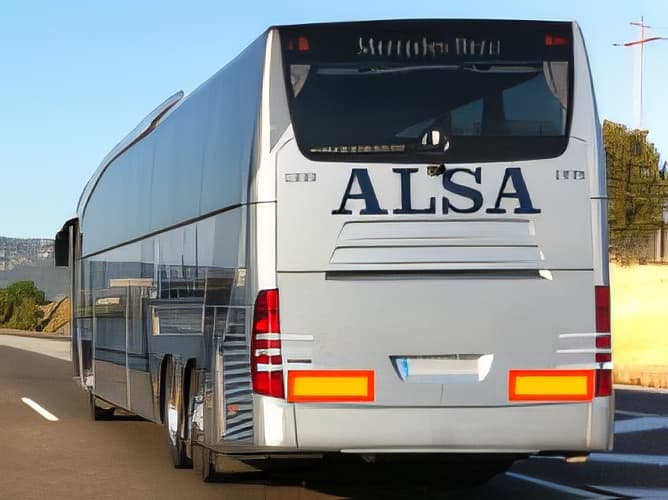 What lateral separation must we maintain when overtaking a bus in a built-up area?