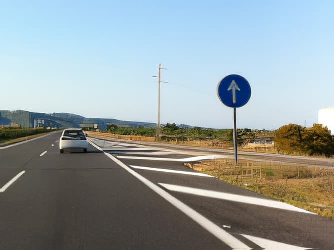 Conduciendo una motocicleta, ¿está permitido parar en el cebreado de esta autopista para realizar un descanso?