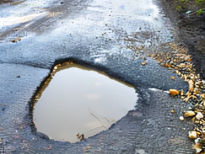 You are riding a motorcycle and encounter a pothole in the road. If you cannot avoid it, which of the following behaviors is the most appropriate?