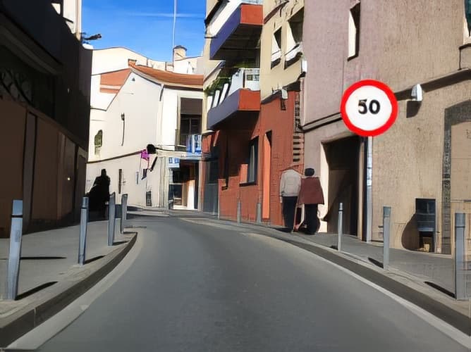 In view of the image, what is the maximum speed we can drive on this one-way road with a single lane?