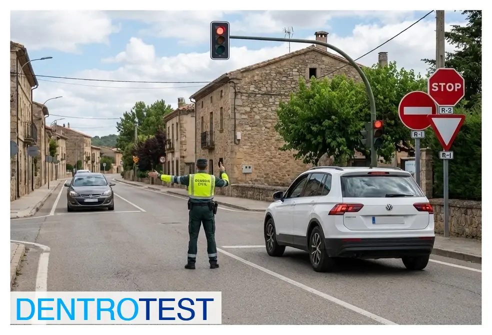 En una intersección regulada simultáneamente por un agente de tráfico que da paso, un semáforo en verde y una señal vertical de Stop, ¿qué debe hacer el conductor?
