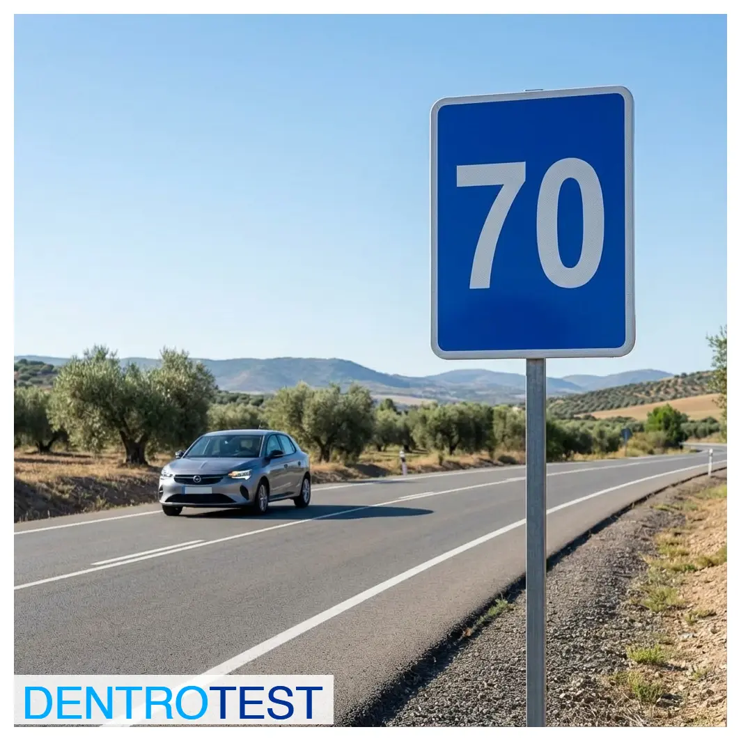 What does this square blue sign with the number 70 indicate?