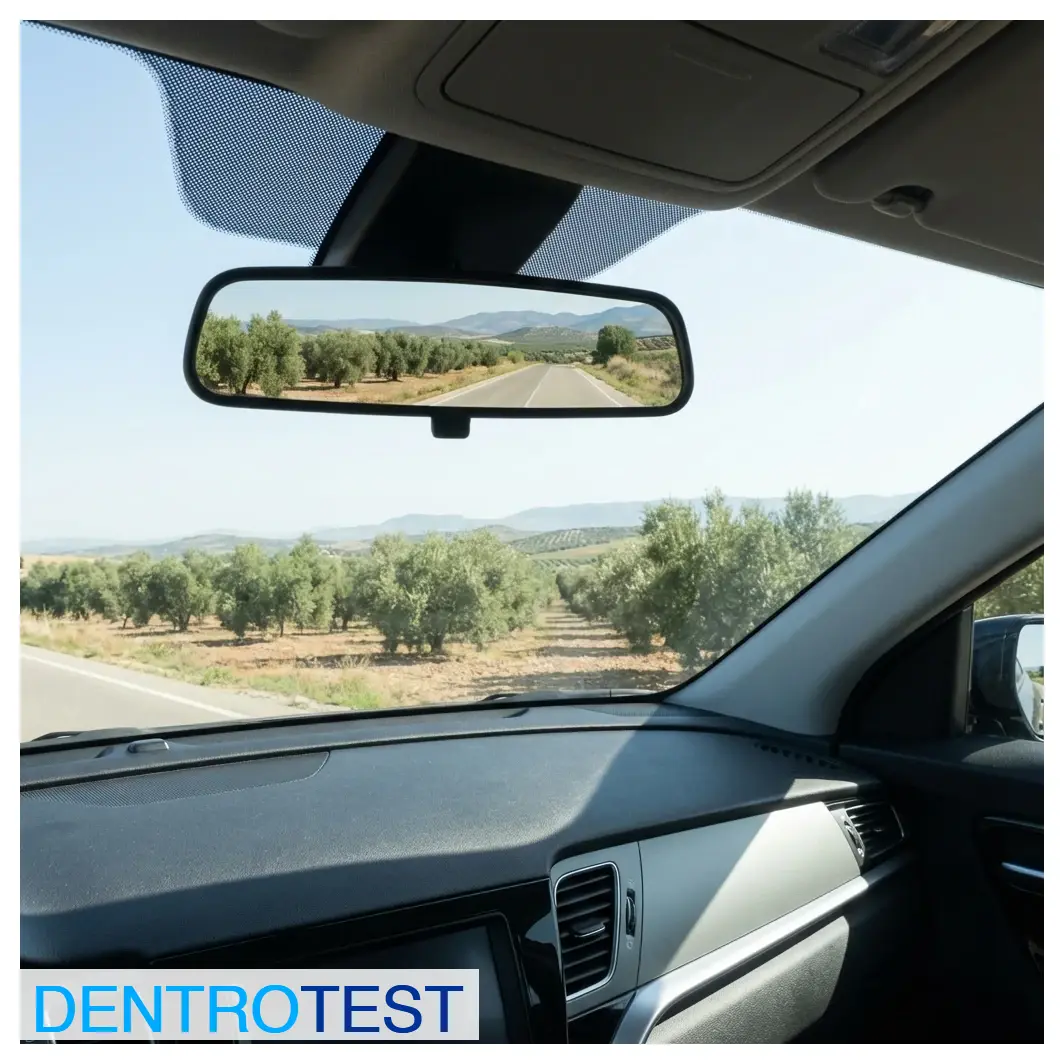 Under normal conditions on a flat and straight road, what rearward distance must the interior rearview mirror allow the driver to see?