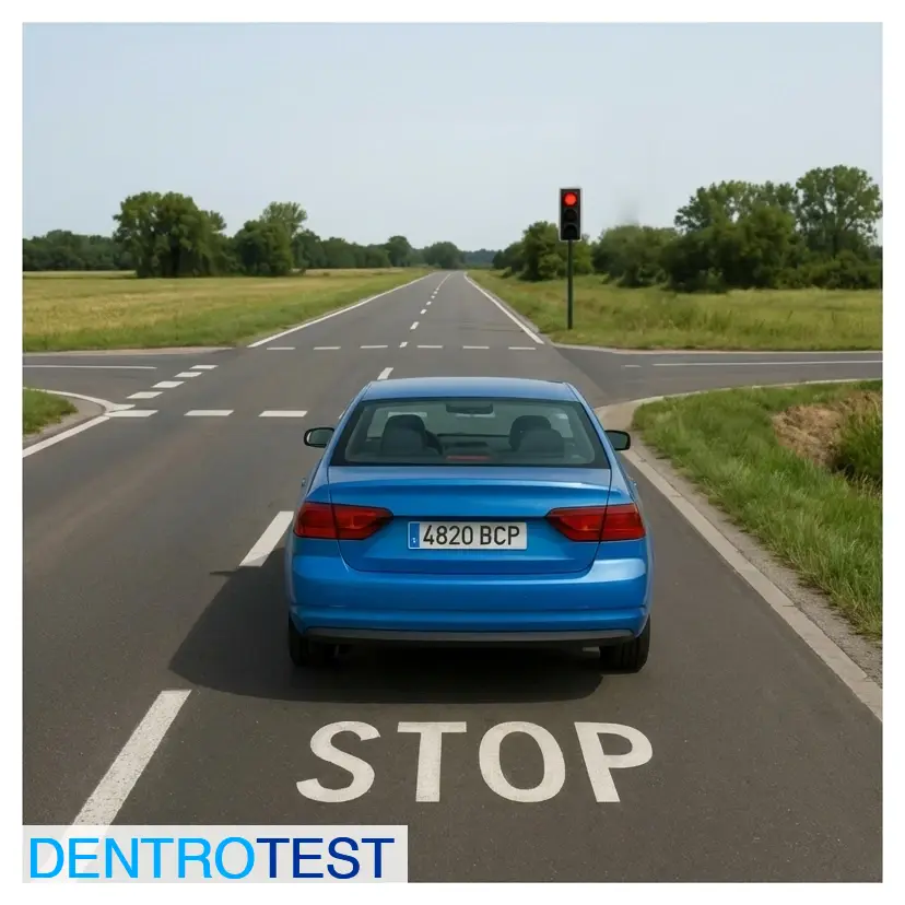 If you intend to turn right at an intersection and see a red traffic light situated on the opposite side (beyond the junction), how must you act?