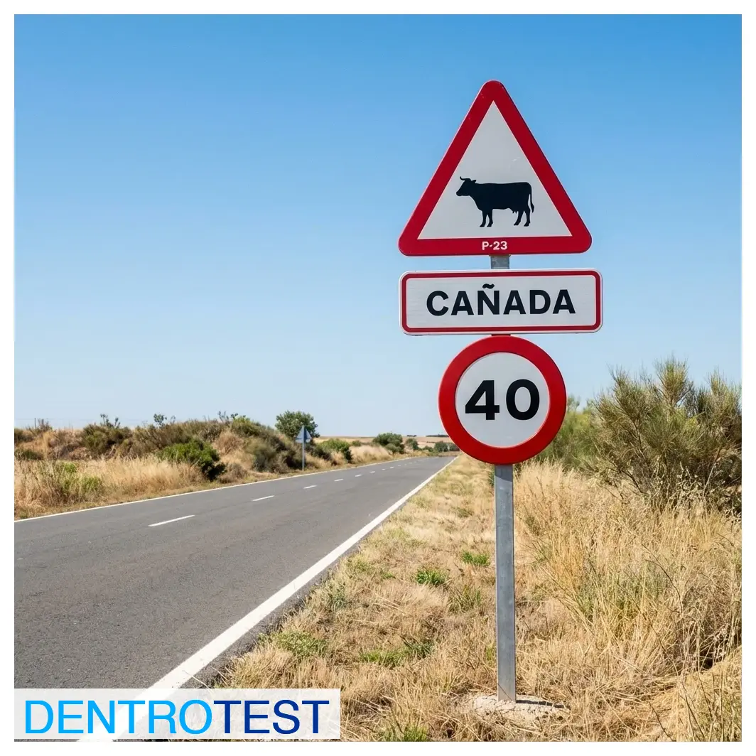 ¿Qué señal de tráfico advierte del peligro por la existencia de una cañada o paso de ganado doméstico?