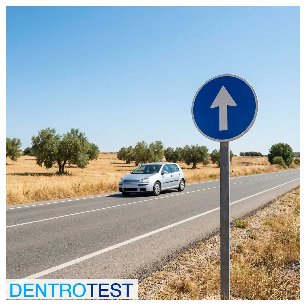 What does this circular blue sign with a white arrow indicate?