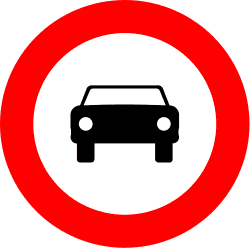 No entry for motor vehicles, except two-wheeled motorcycles without sidecar
