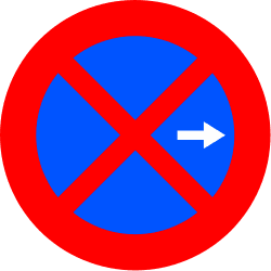No stopping and standing towards the side of the sign indicated by the arrow