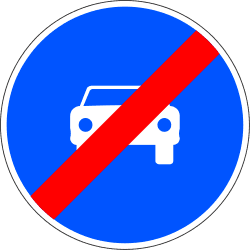 End of mandatory road for cars, except two-wheeled motorcycles