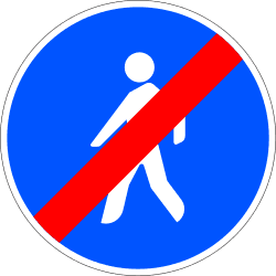 End of path reserved and mandatory for pedestrians