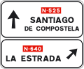 Advance direction sign towards a conventional road