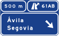 Advance direction sign on a motorway or dual carriageway for two very close exits towards any road