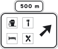 Advance sign on a conventional road for a service area