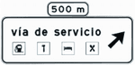 Advance sign on a conventional road for a service road