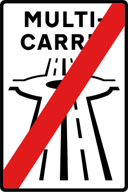 End of multi-lane road