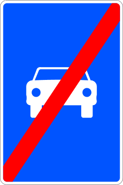 End of road reserved for motor vehicles