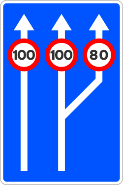 Increase from two to three traffic lanes with specification of the maximum speed in each of them