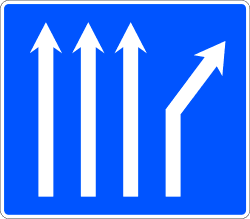 Lane split to the right on a four-lane carriageway