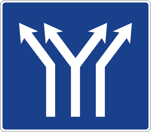 Lane split on a three-lane carriageway