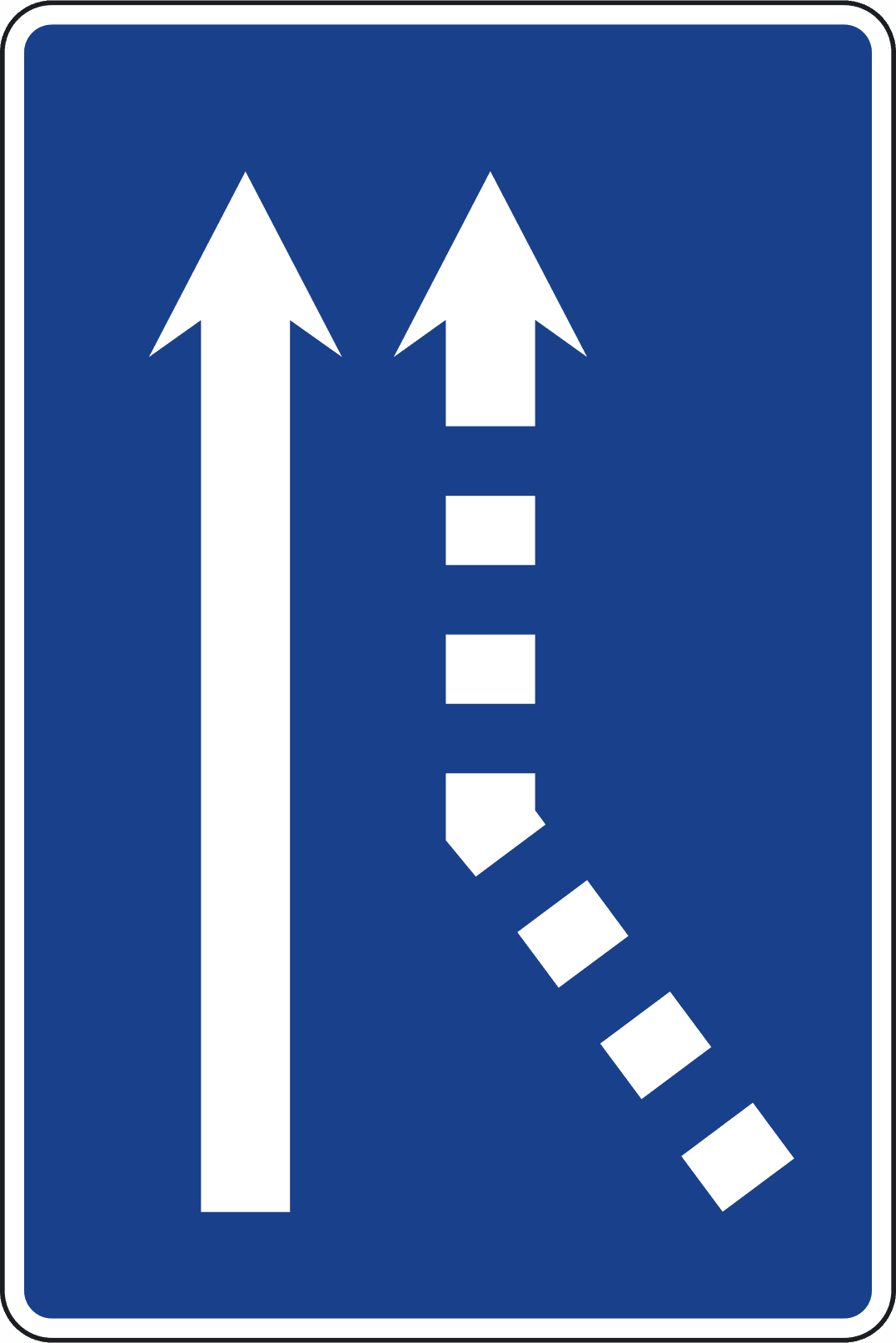 Merge of a lane from the right on a single-lane road