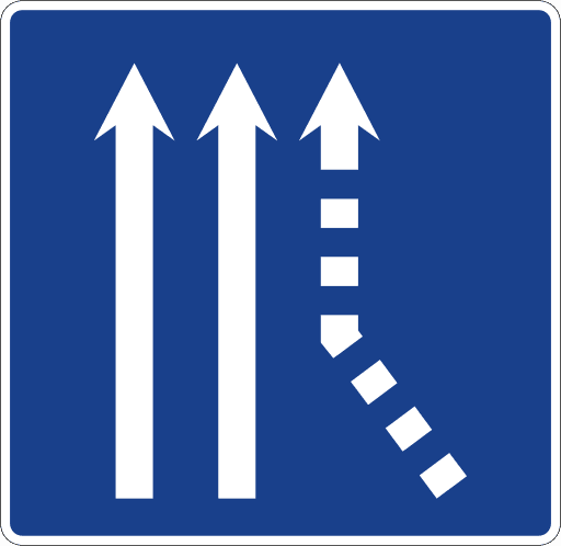 Merge of a lane from the right on a two-lane road