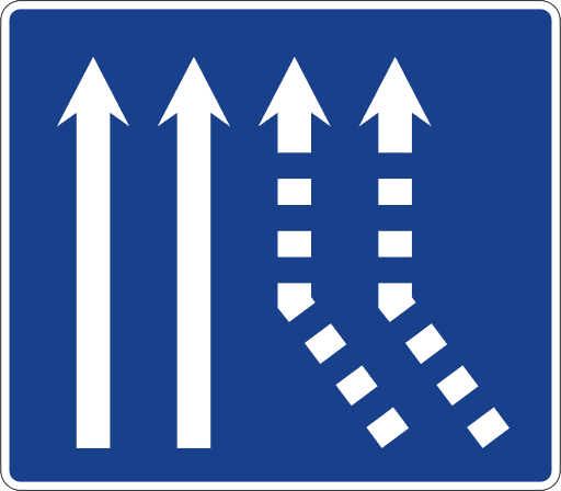 Merge of two lanes from the right on a two-lane road