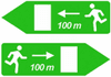 Emergency exit arrow sign in tunnels