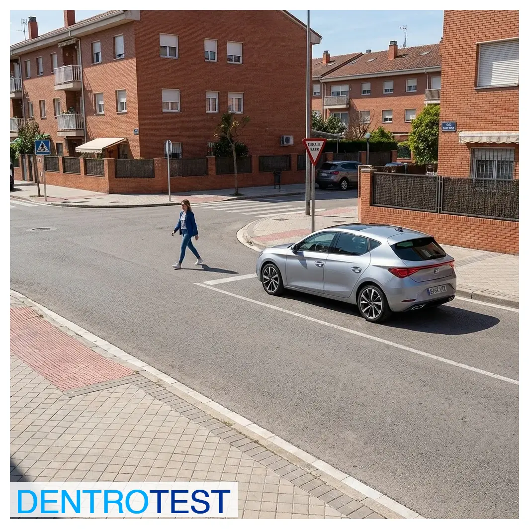 In an urban area, if you observe a passenger getting off a bus at a stop situated between the road and the sidewalk, what is your obligation?