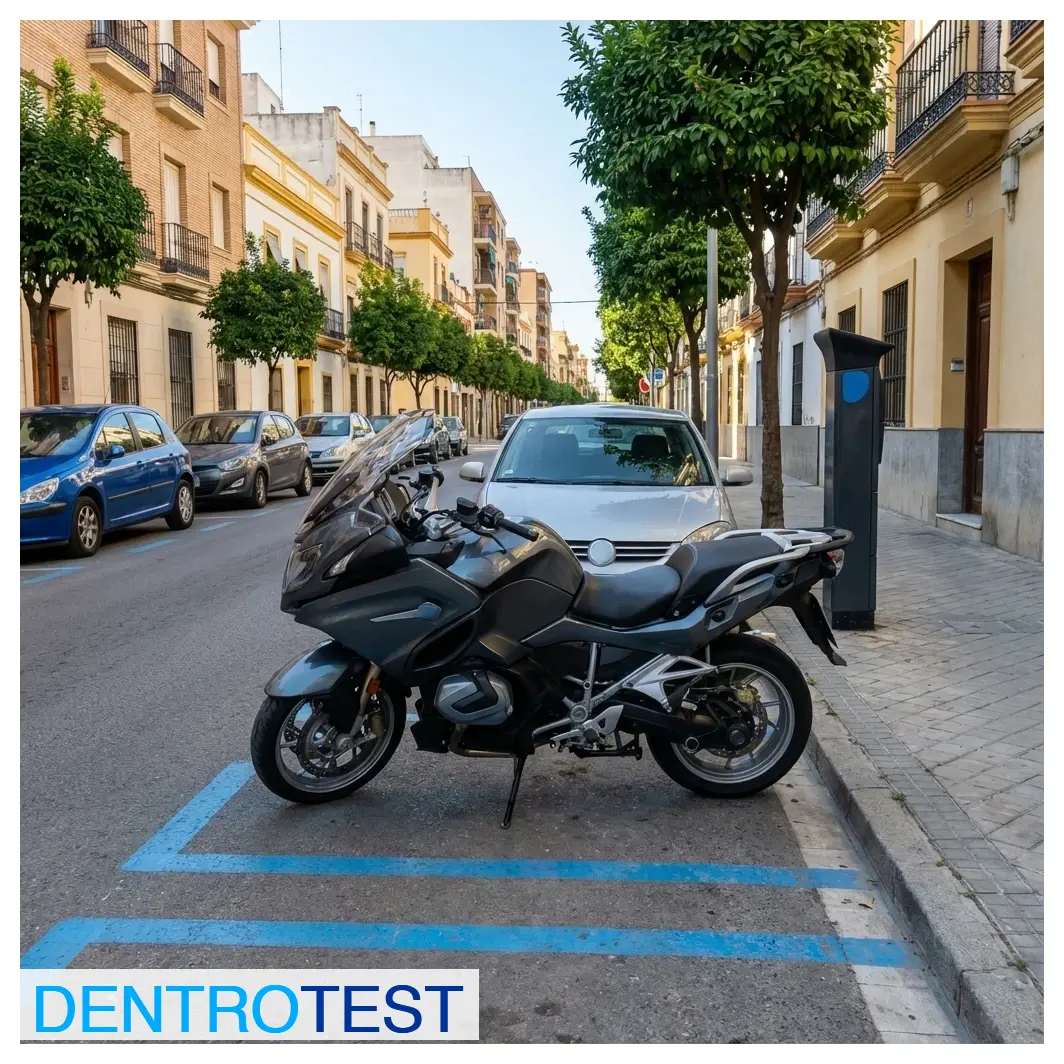 ¿Está permitido que una motocicleta estacione en una zona de estacionamiento regulado delimitada con líneas azules (zona azul)?