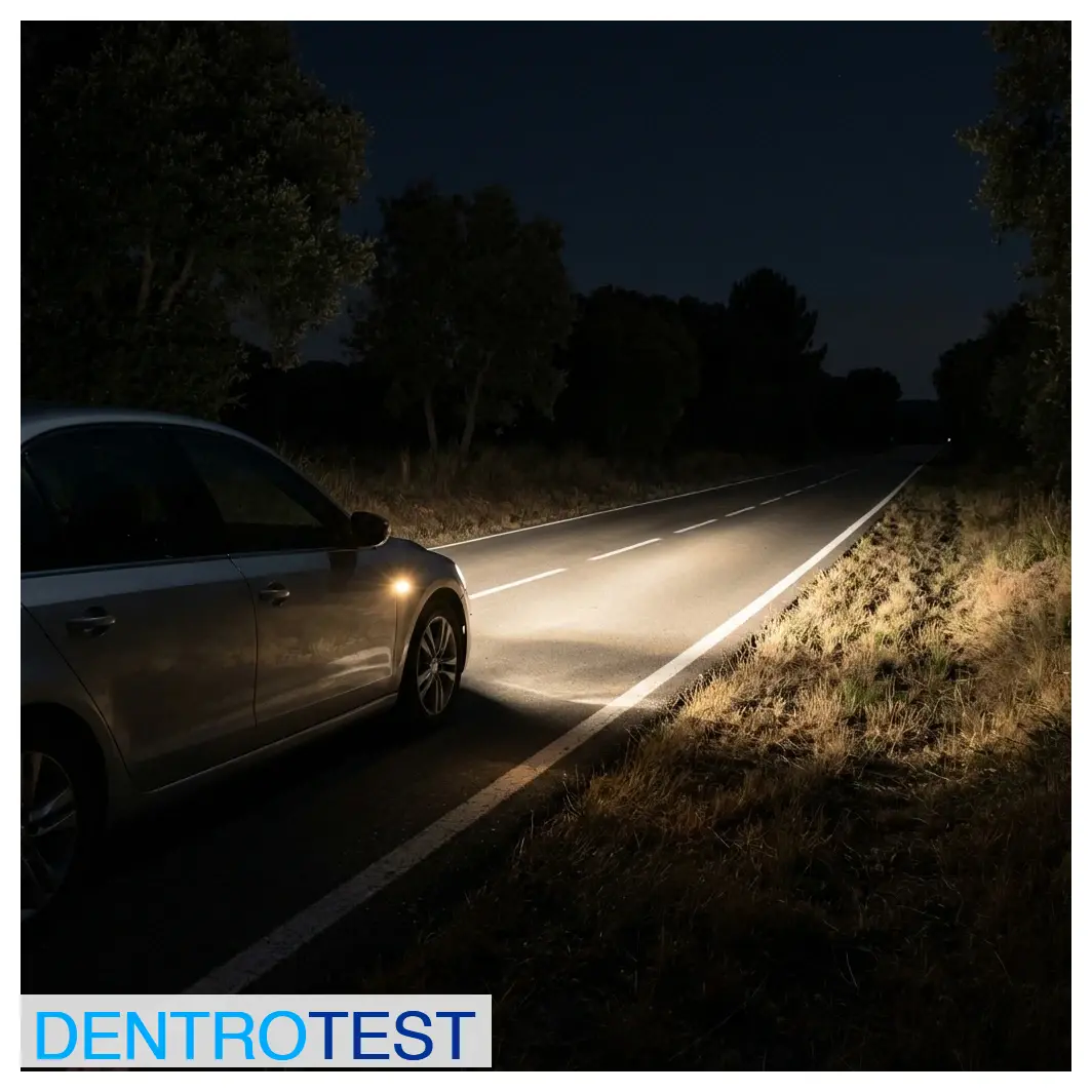 If you are driving in heavy rain and cannot distinguish a dark vehicle 50 meters away, are you allowed to switch on the high beam headlights?