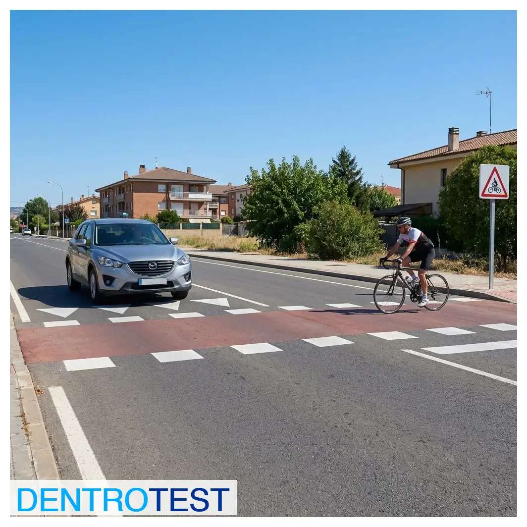 Ante las marcas viales que delimitan un paso para ciclistas, ¿está obligado a detenerse si hay ciclistas cruzando?