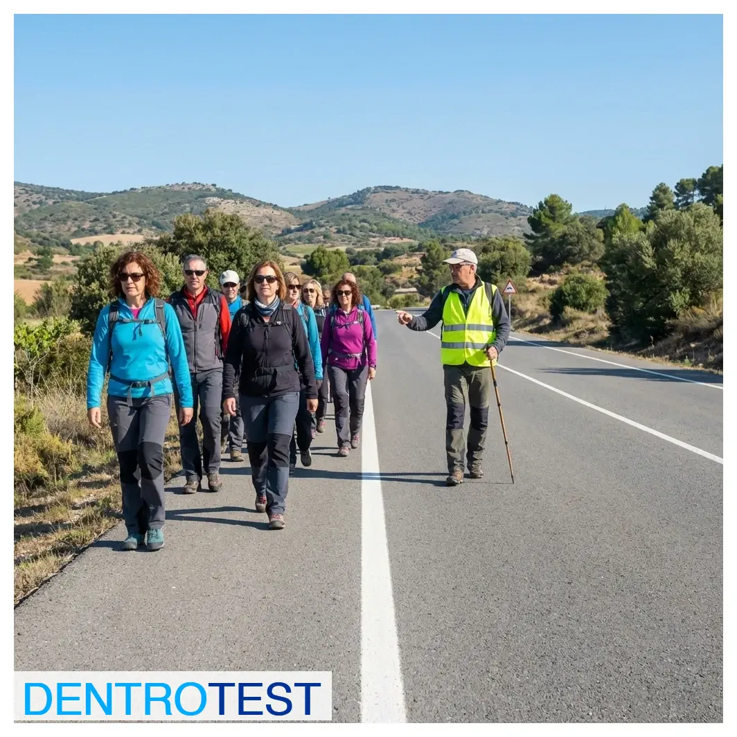 At night or in low visibility conditions, what lights must groups of pedestrians led by a person carry when walking on the roadway?