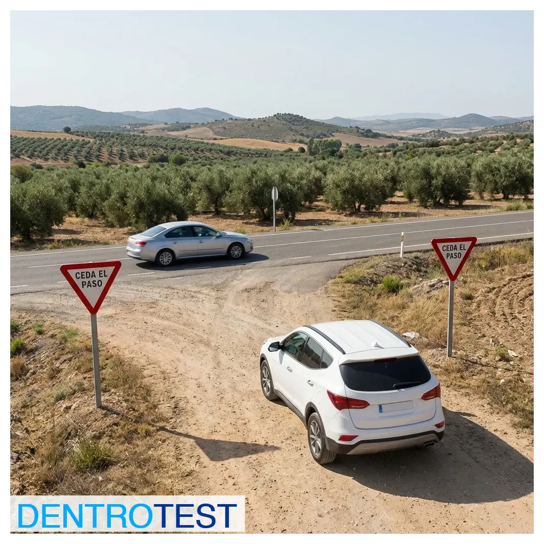 At an intersection formed by a paved road and a dirt road, which vehicle has the right of way?